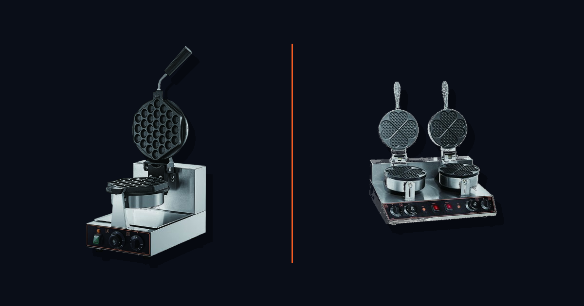 Commercial egg waffle maker compared with a standard waffle maker