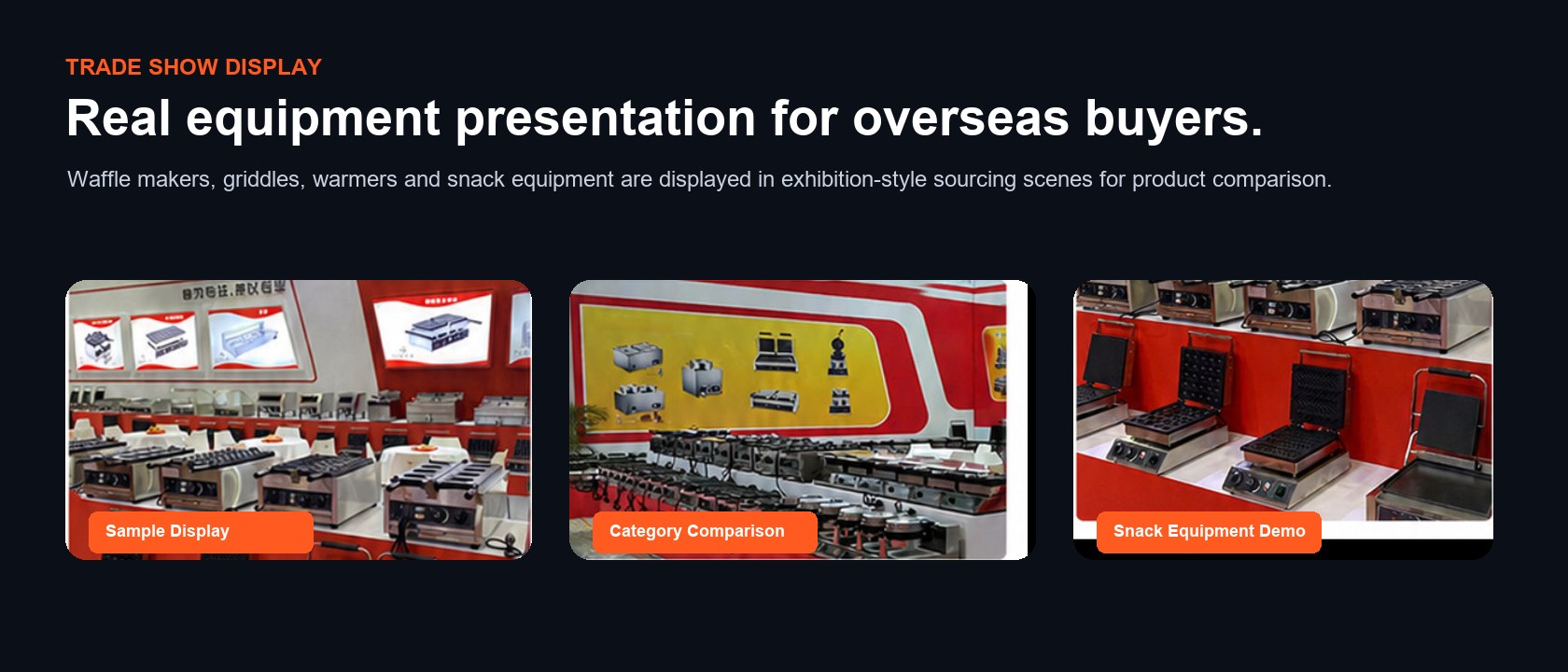Sunchef Catering Equipment exhibition display with waffle makers and snack machines